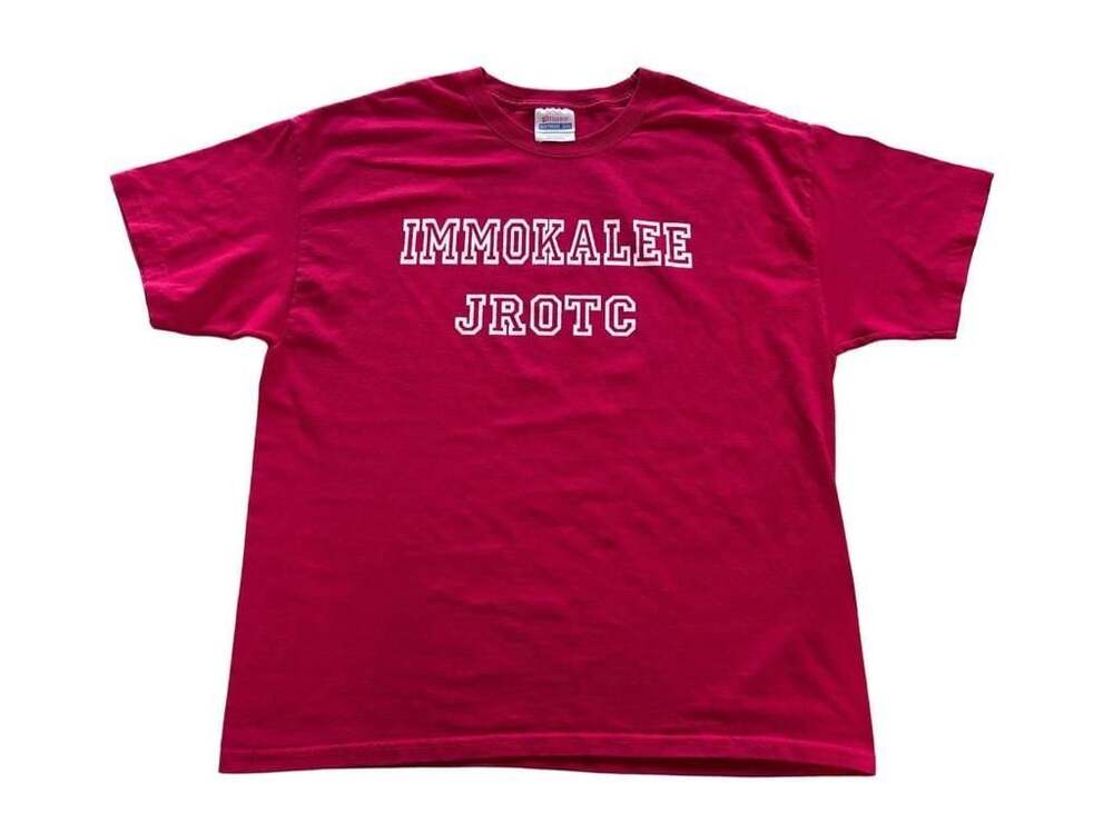 Hanes Heavyweight 50/50 Immokalee JROTC Red T-Shirt Adult L